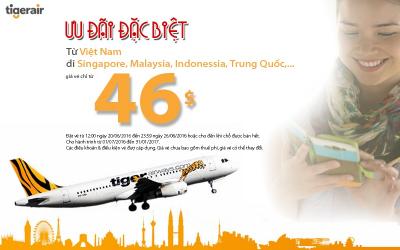 Tiger Air khuyến mại vé siêu rẻ đi Singapore